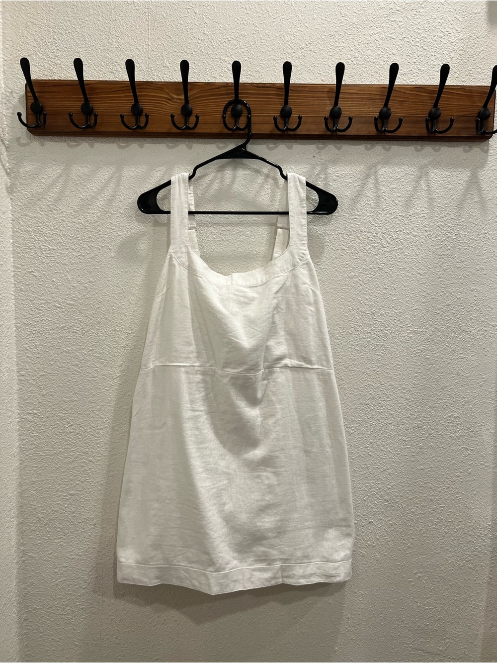 Abercrombie & Fitch White Sleeveless Linen-Blend Chemise